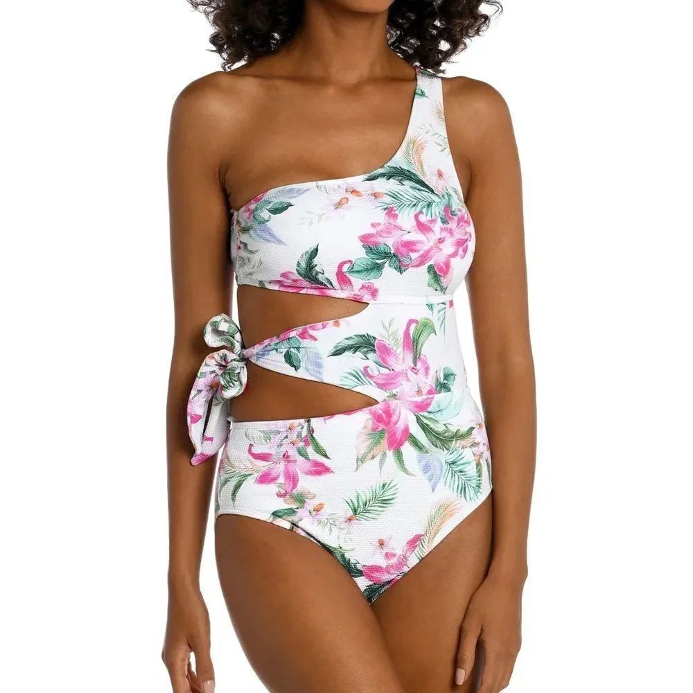 La Blanca Mystic Palms Cutout One Shoulder One Piece -